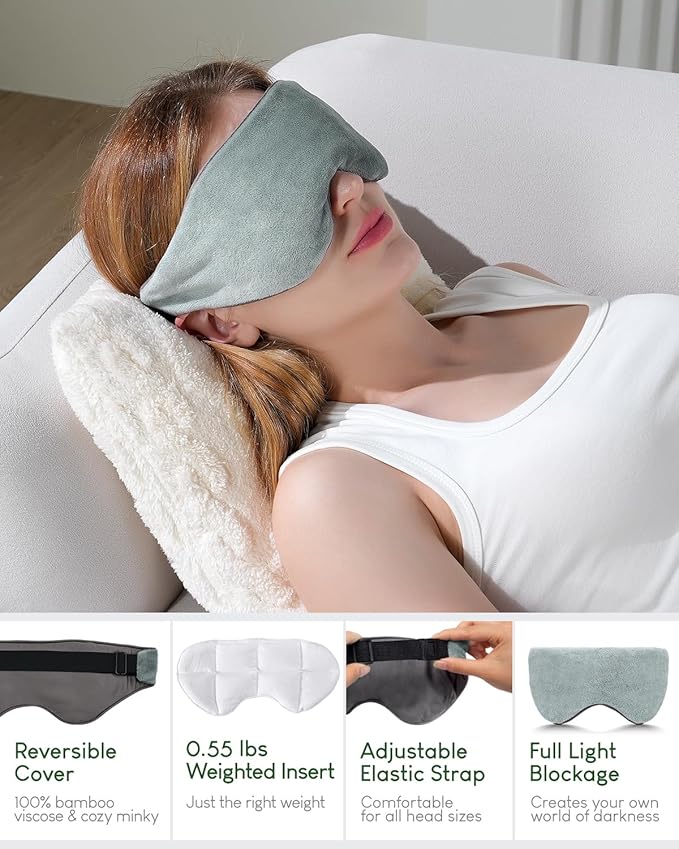 Charcoal Weighted Sleep Mask – Premium Soft Fabric for Deep Rest